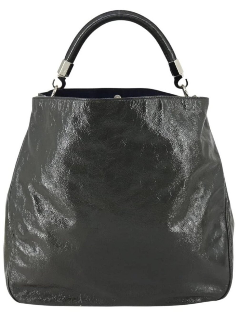 SAINT LAURENT Shoulder Bag Enamel Khaki Silver Auth - Picture 3 of 16